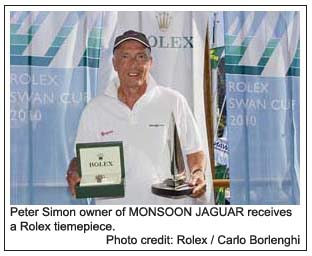 Peter Simon owner of MONSOON JAGUAR receives a Rolex tiemepiece, Rolex / Carlo Borlenghi